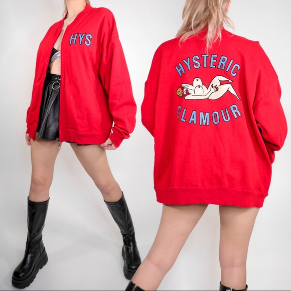 HYSTERIC GLAMOUR RED LADY GRAPHIC BOMBER JACKET - Picture 2 of 2